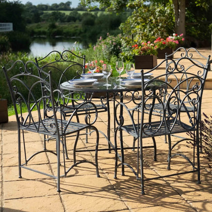 Heritage 5 Piece Bistro Set with Glass Top - Dark Lead, by Ascalon - Mouse & Manor