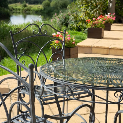 Heritage 5 Piece Bistro Set with Glass Top - Dark Lead, by Ascalon - Mouse & Manor