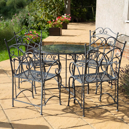 Heritage 5 Piece Bistro Set with Glass Top - Dark Lead, by Ascalon - Mouse & Manor