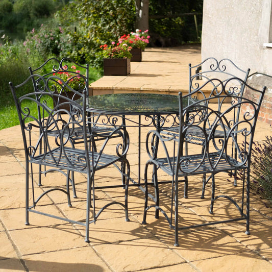 Heritage 5 Piece Bistro Set with Glass Top - Dark Lead, by Ascalon - Mouse & Manor