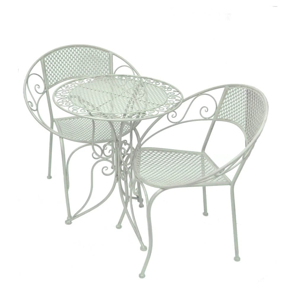 Aquitaine Mesh 3 Piece Bistro Set in White by Ascalon - Mouse & Manor