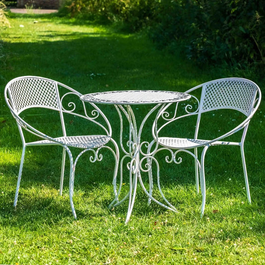 Aquitaine Mesh 3 Piece Bistro Set in White by Ascalon - Mouse & Manor