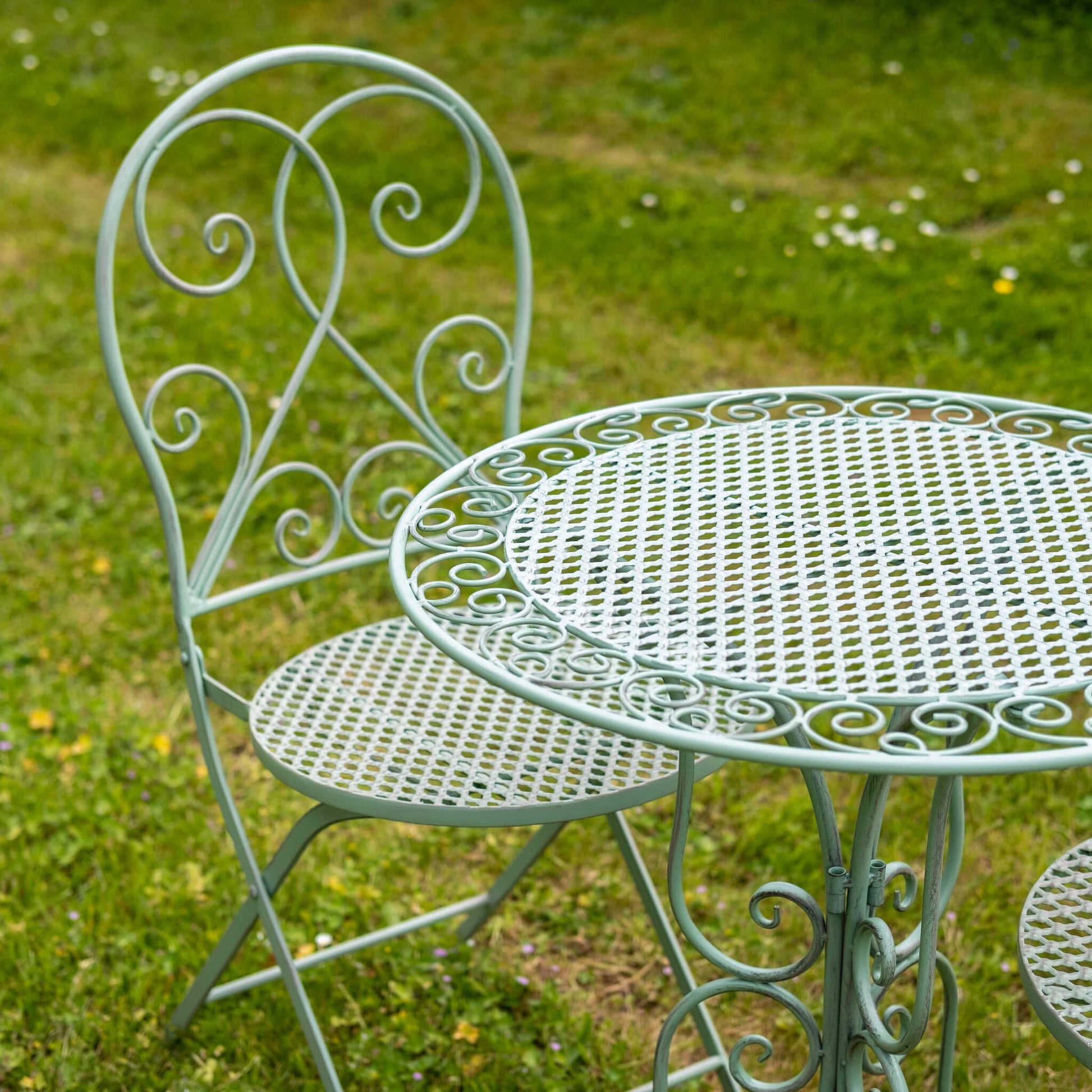 Mesh 3 Piece Folding Bistro Set in Green by Ascalon - Mouse & Manor