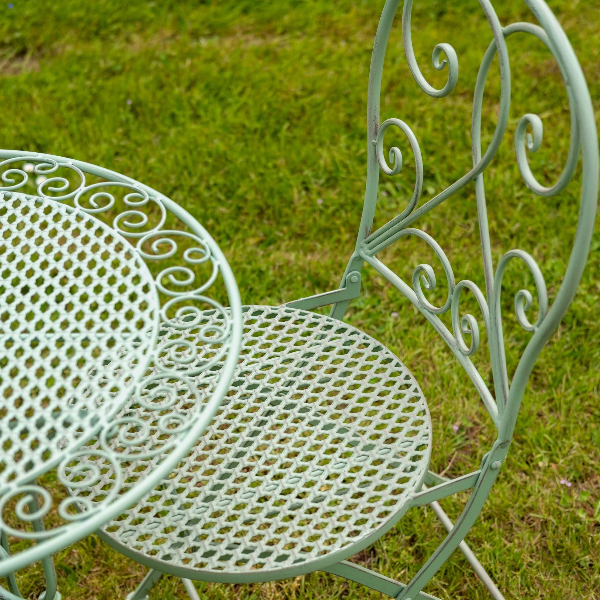 Mesh 3 Piece Folding Bistro Set in Green by Ascalon - Mouse & Manor