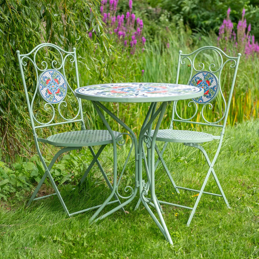 Mosaic 3-Piece Metal Bistro Set in Green by Ascalon - Mouse & Manor