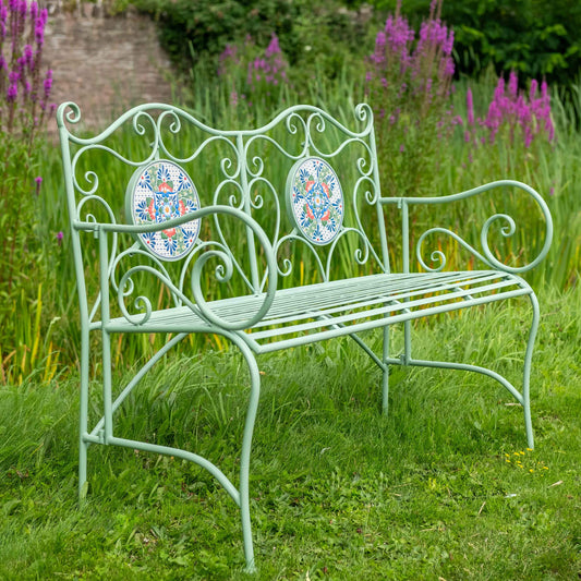 Mosaic Metal Bench in Green by Ascalon - Mouse & Manor