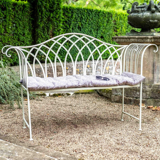 Kings Metal Garden Bench in Cream by Ascalon - Mouse & Manor