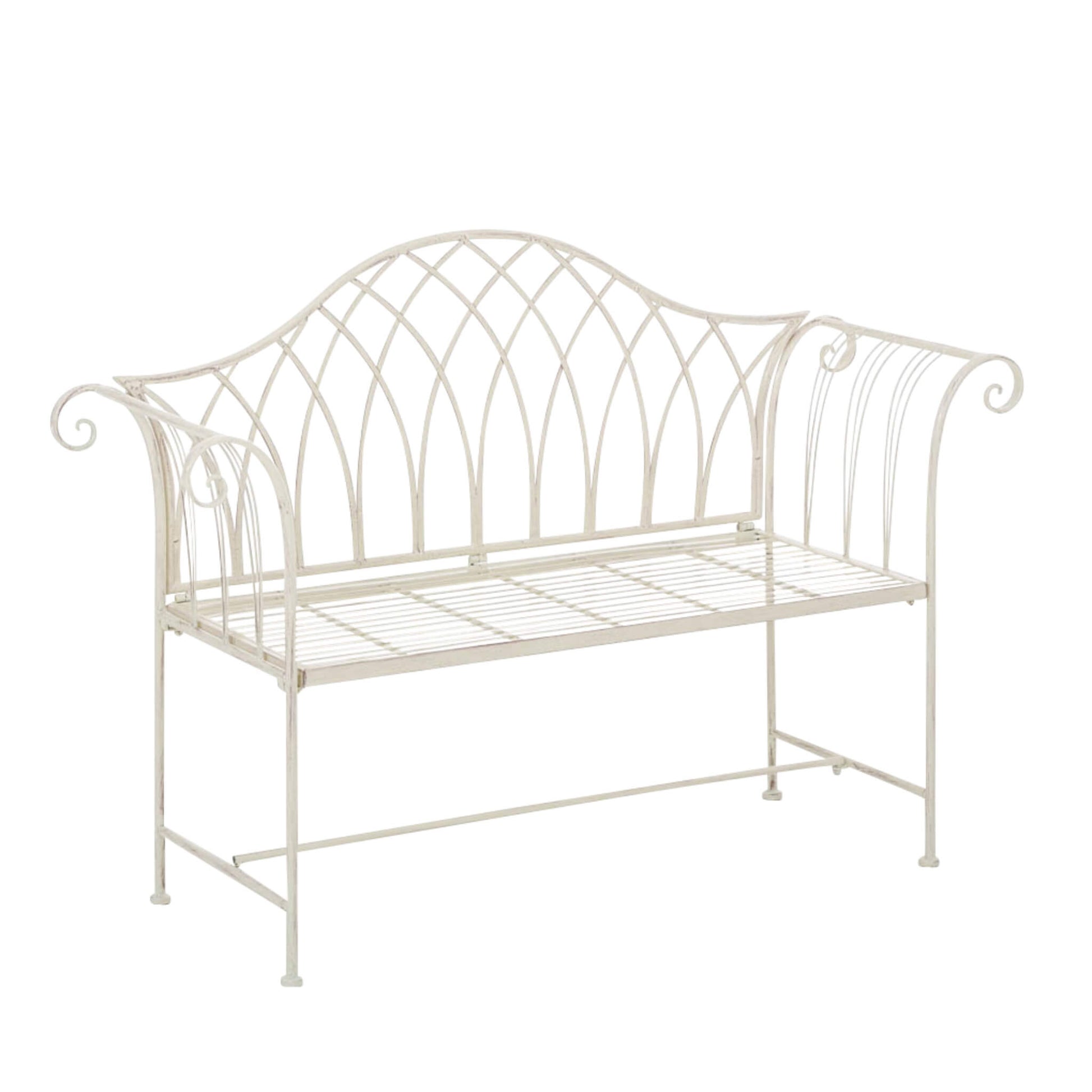 Kings Metal Garden Bench in Cream by Ascalon - Mouse & Manor