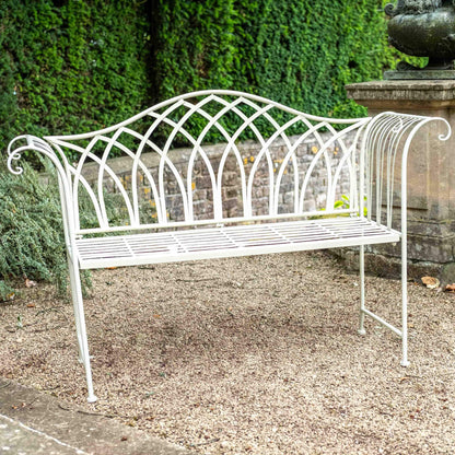 Kings Metal Garden Bench in Cream by Ascalon - Mouse & Manor