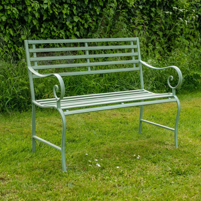 Slatted Metal Bench in Green by Ascalon - Mouse & Manor