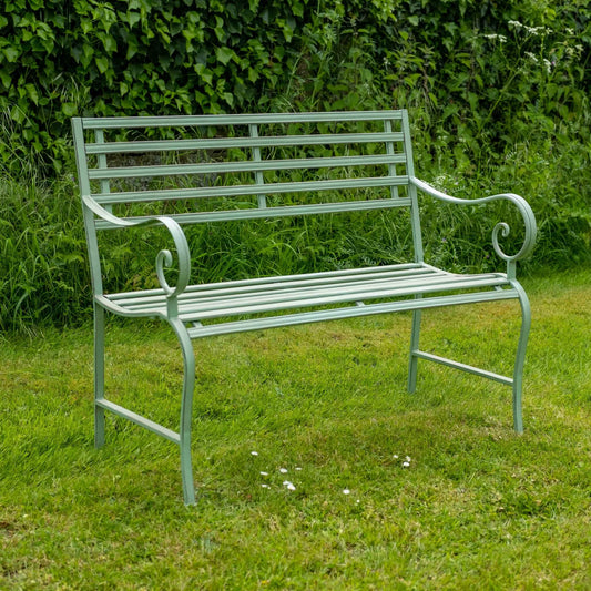 Slatted Metal Bench in Green by Ascalon - Mouse & Manor