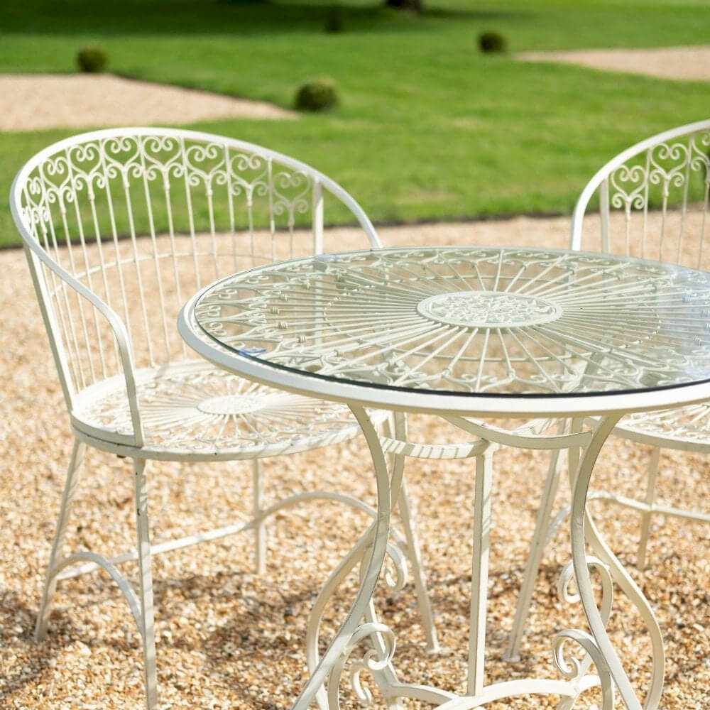 Blaisdon Cream 3 Piece Bistro Set w/ Glass Top by Ascalon - Mouse & Manor