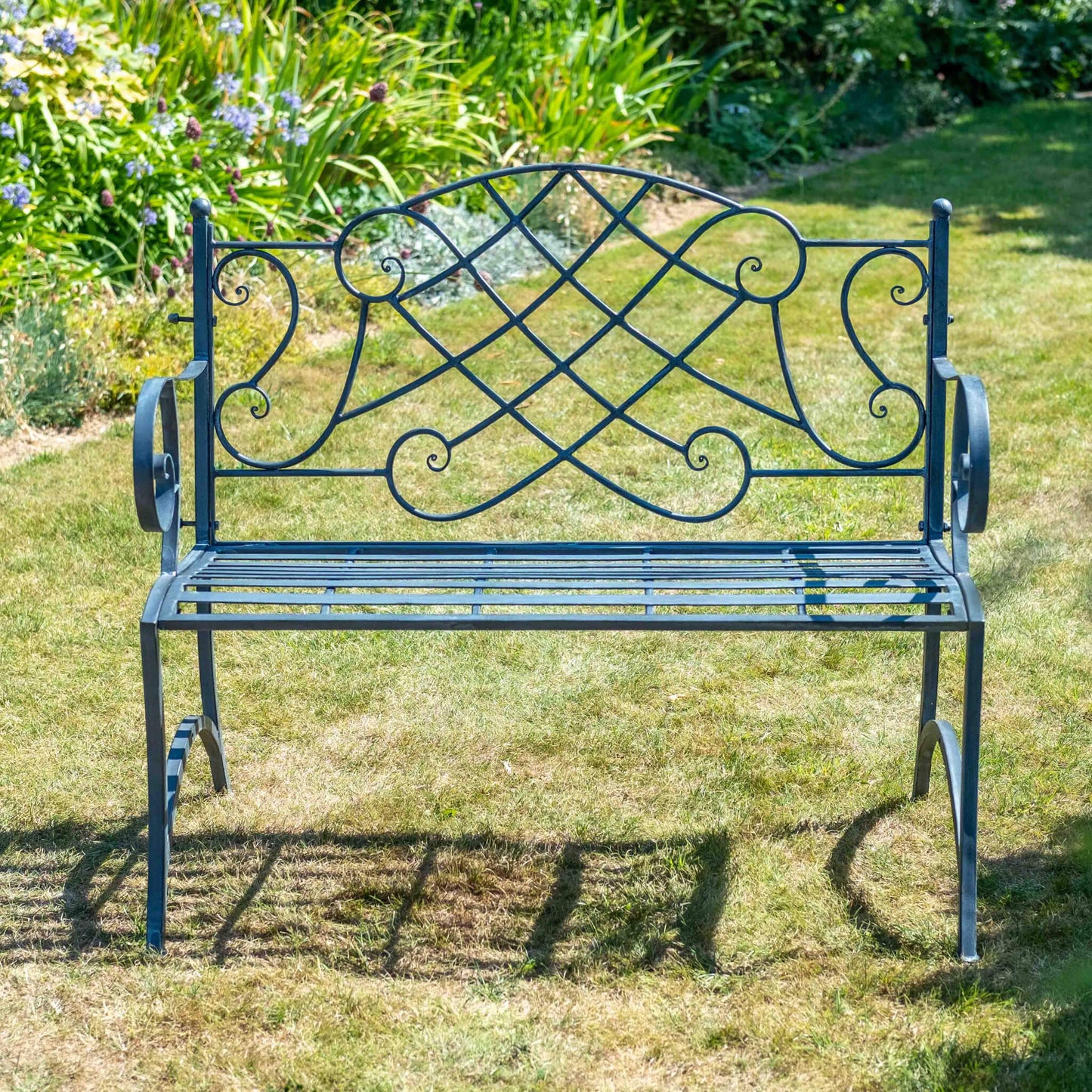 Heritage Wrought Iron Bench in Grey by Ascalon - Mouse & Manor