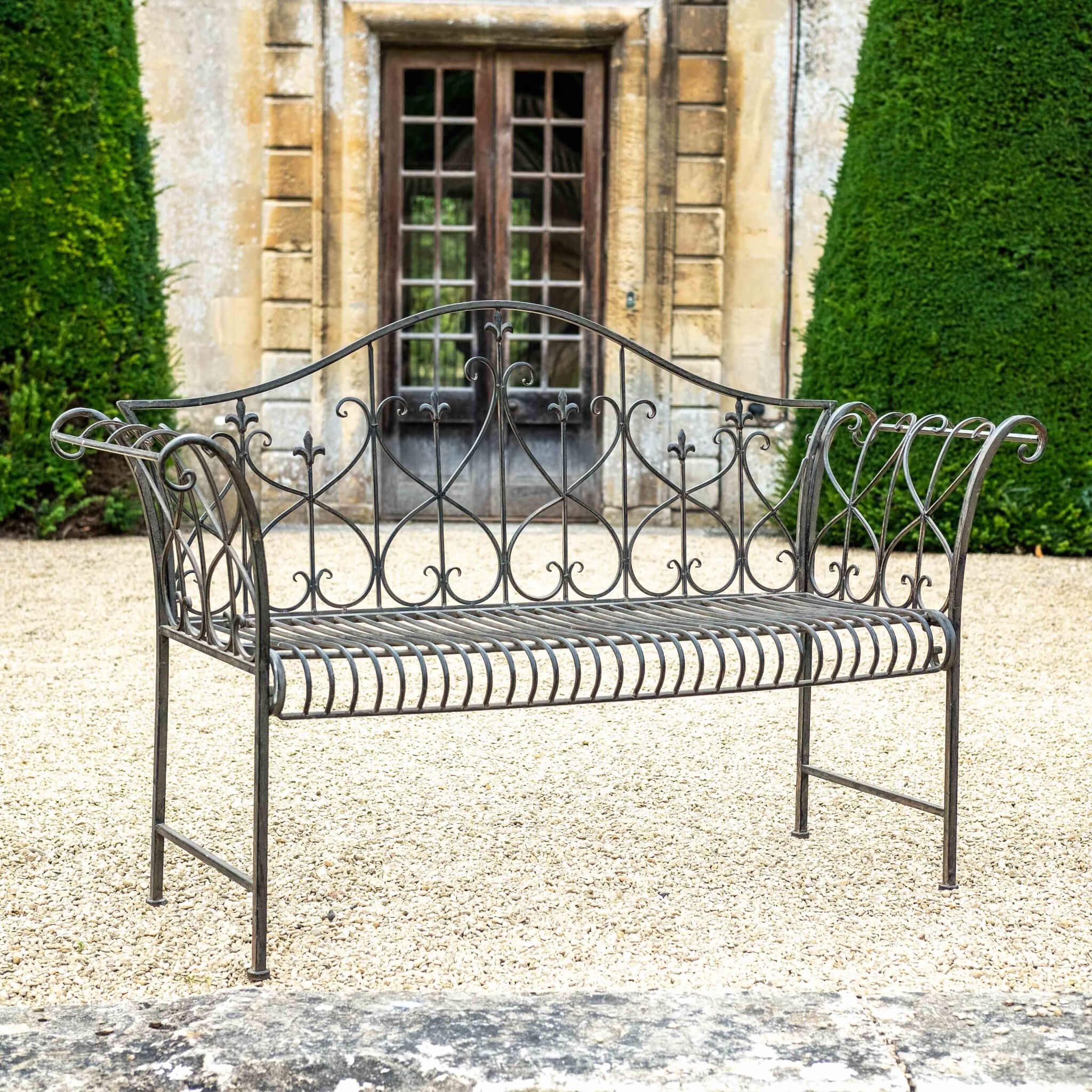 Old wrought iron deals bench