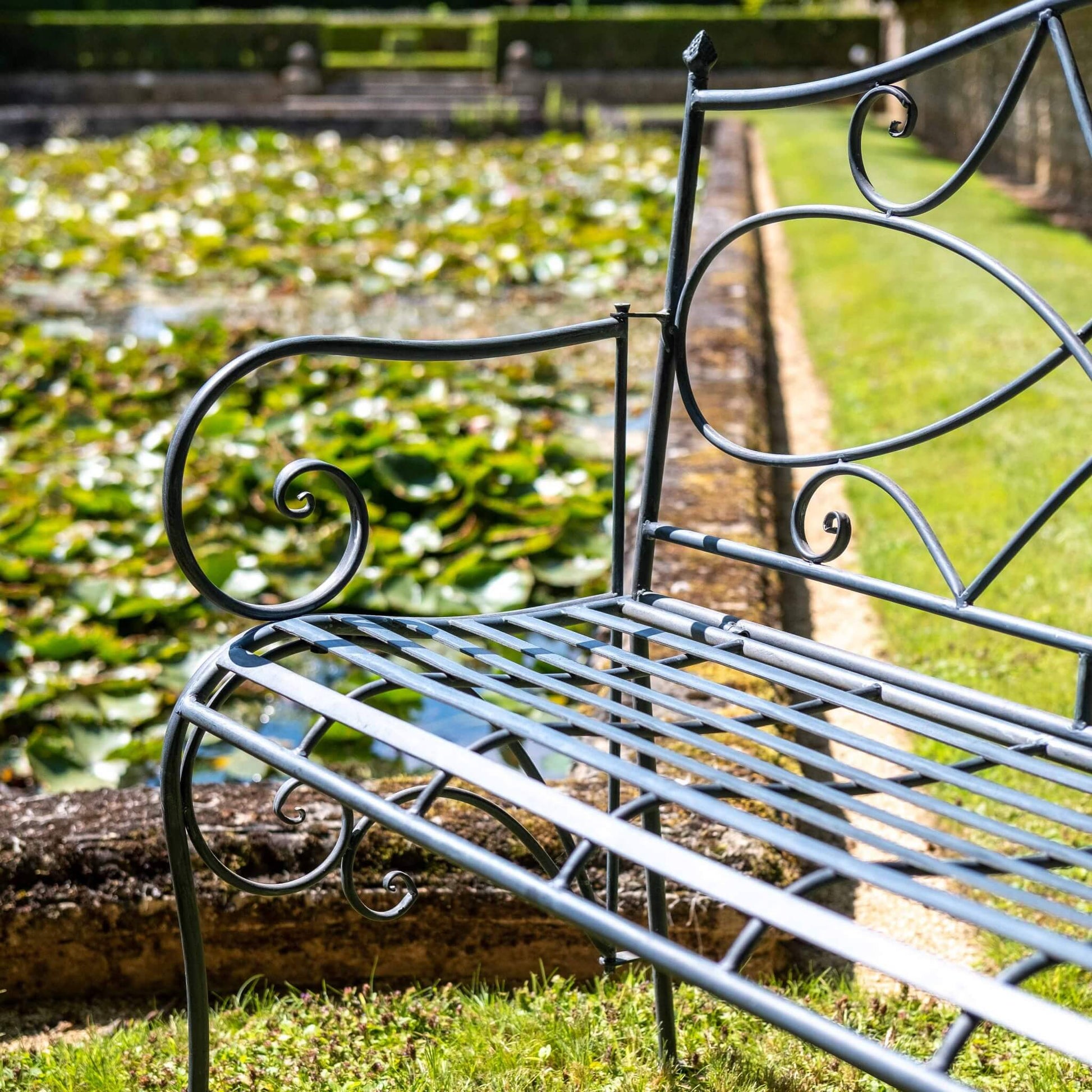 Westminster Wrought Iron Bench in Grey Stone by Ascalon - Mouse & Manor