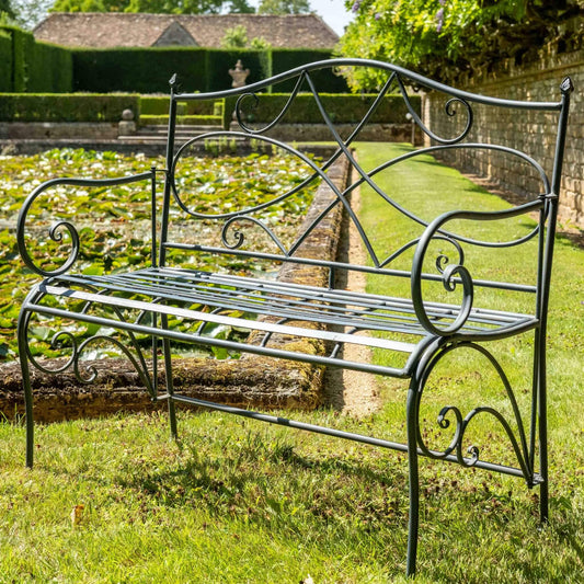 Westminster Wrought Iron Bench in Grey Stone by Ascalon - Mouse & Manor