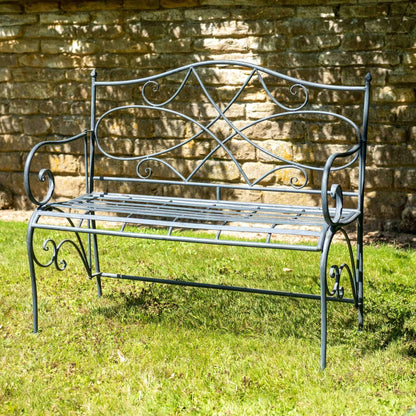 Westminster Wrought Iron Bench in Grey Stone by Ascalon - Mouse & Manor