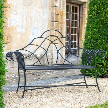 Lutyen Wrought Iron Bench in Black by Ascalon - Mouse & Manor