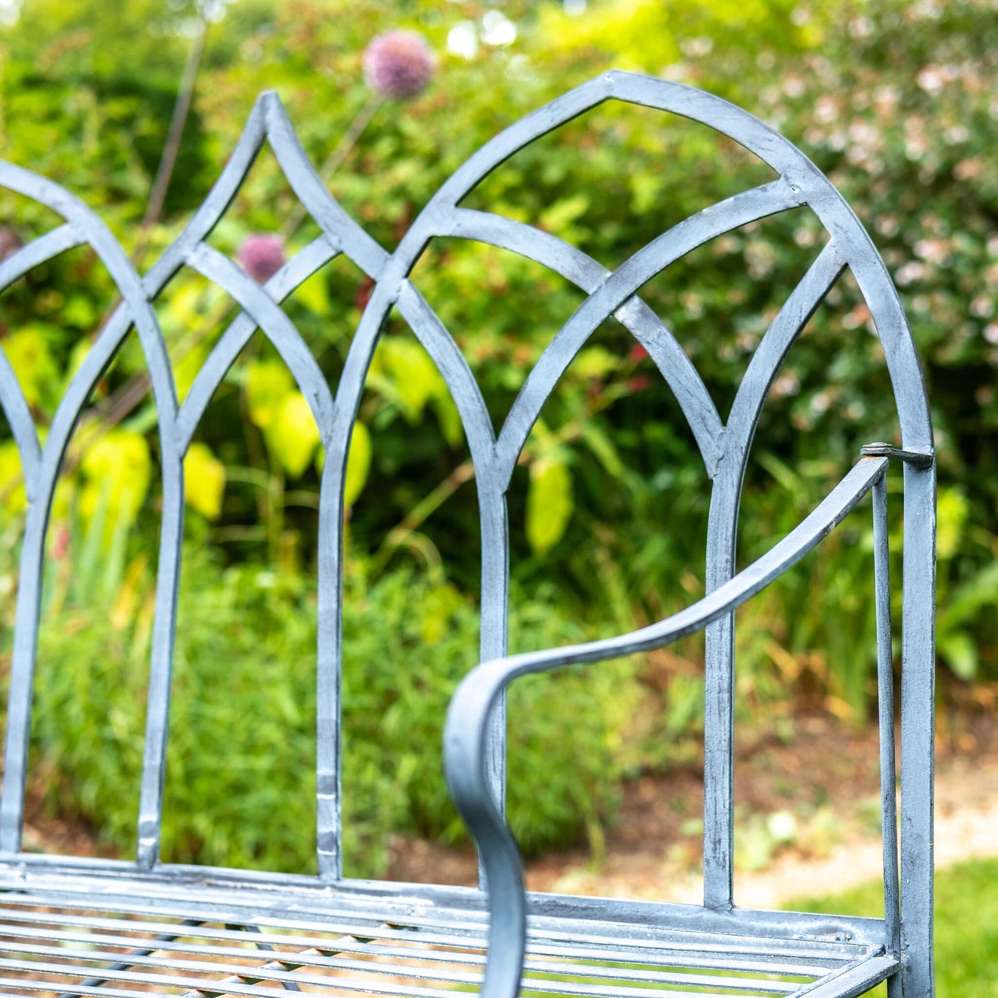 Tewksbury Wrought Iron Bench in Lead Grey by Ascalon - Mouse & Manor