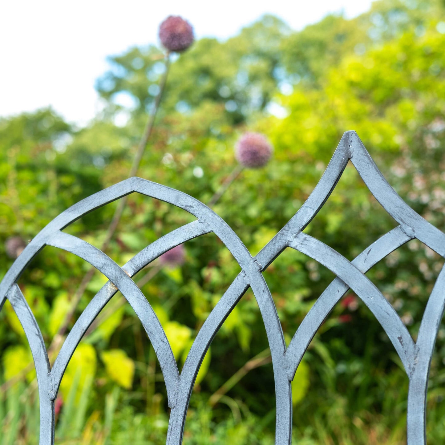 Tewksbury Wrought Iron Bench in Lead Grey by Ascalon - Mouse & Manor