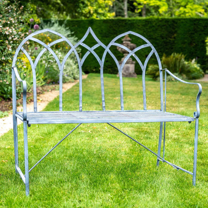 Tewksbury Wrought Iron Bench in Lead Grey by Ascalon - Mouse & Manor