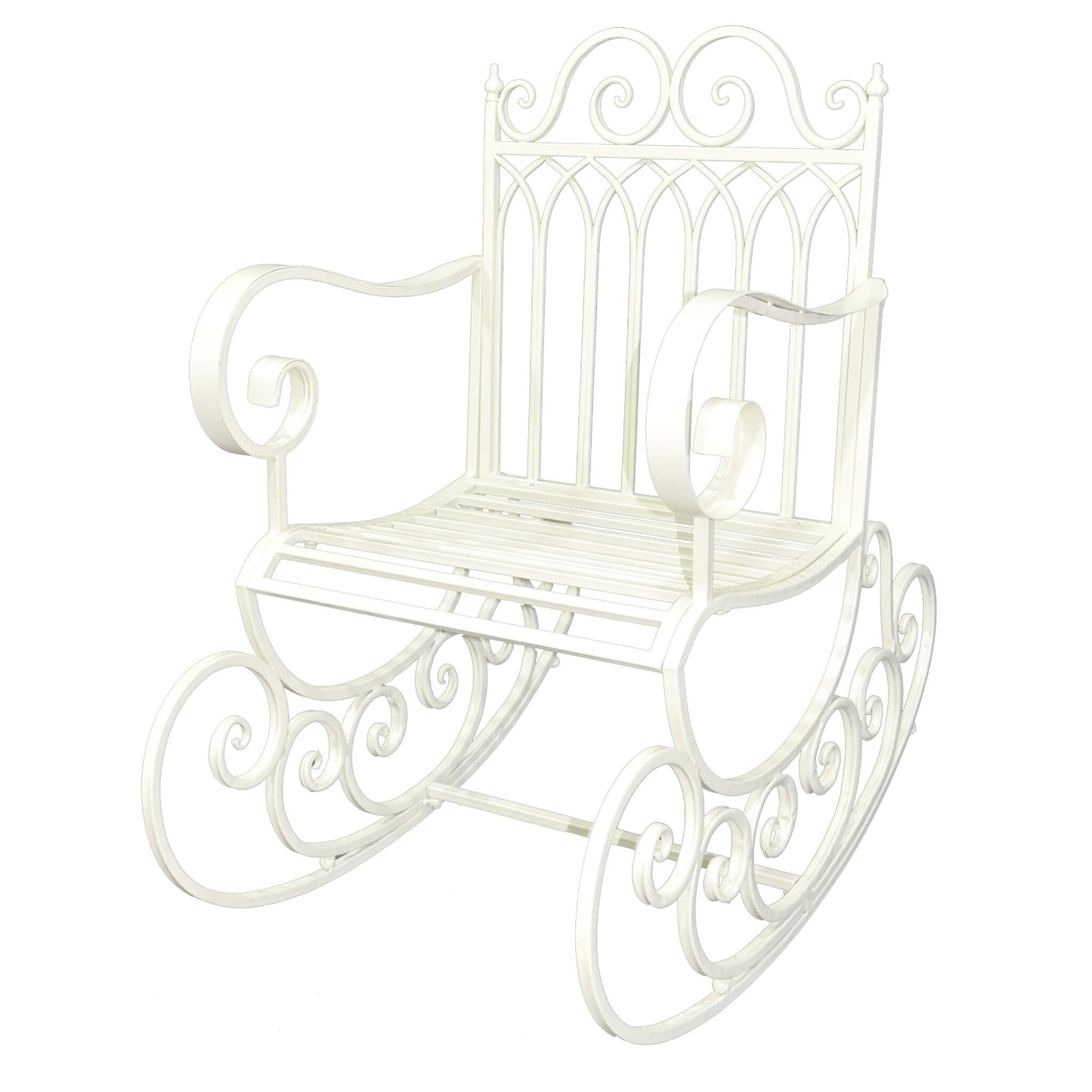 Gothic Wrought Iron Rocking Chair in Cream by Ascalon - Mouse & Manor