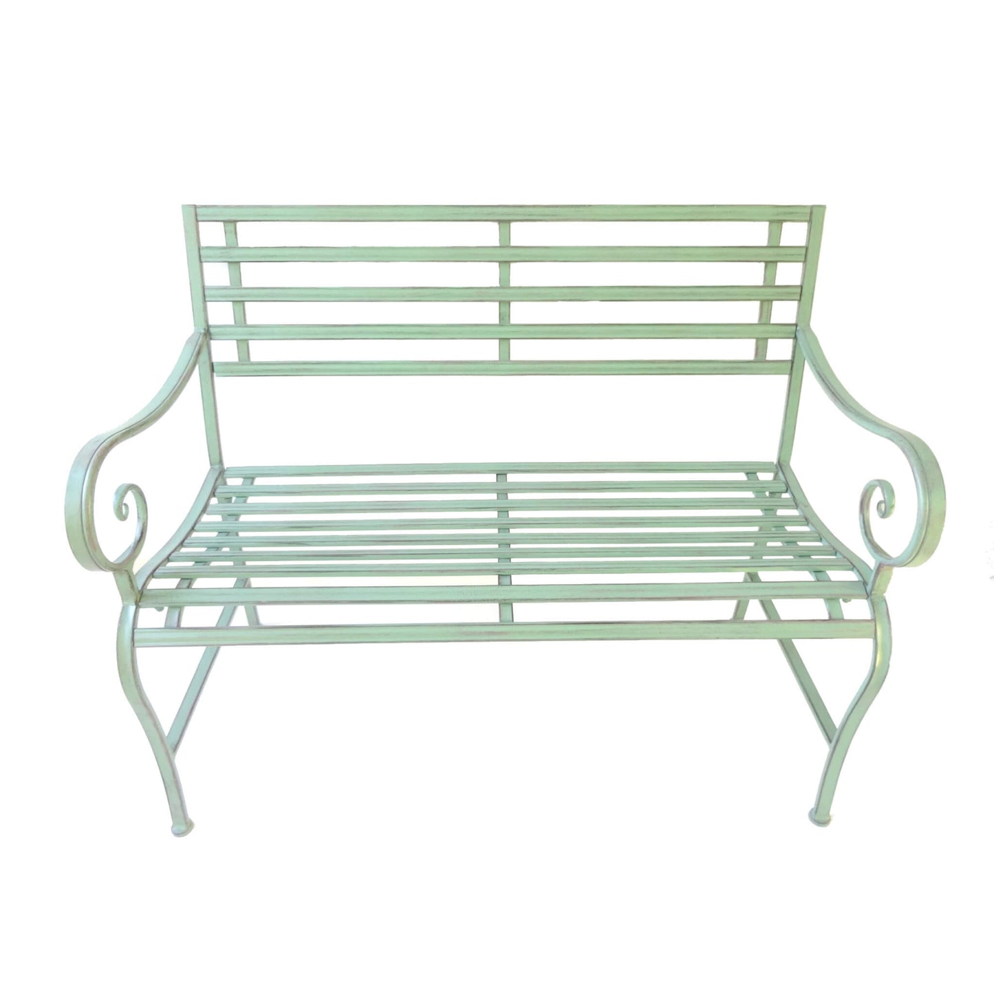 Slatted Metal Bench in Green by Ascalon - Mouse & Manor