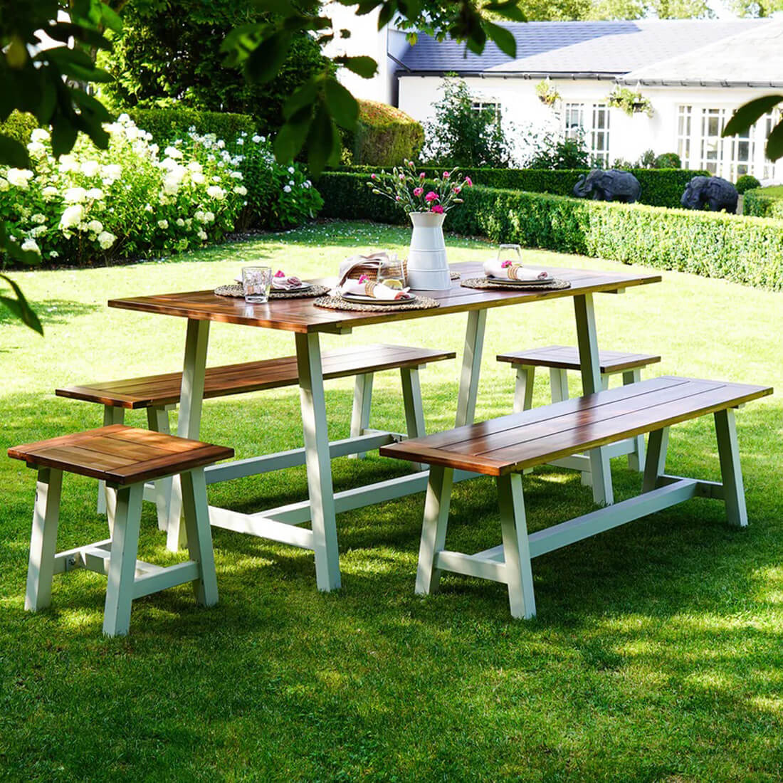 Broadway Acacia Wood 5 Piece Garden Furniture Set by Ivyline - Mouse & Manor