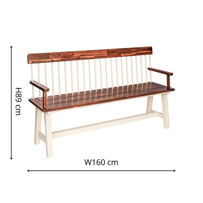 Broadway Acacia Wood Cream Garden Bench by Ivyline - Mouse & Manor