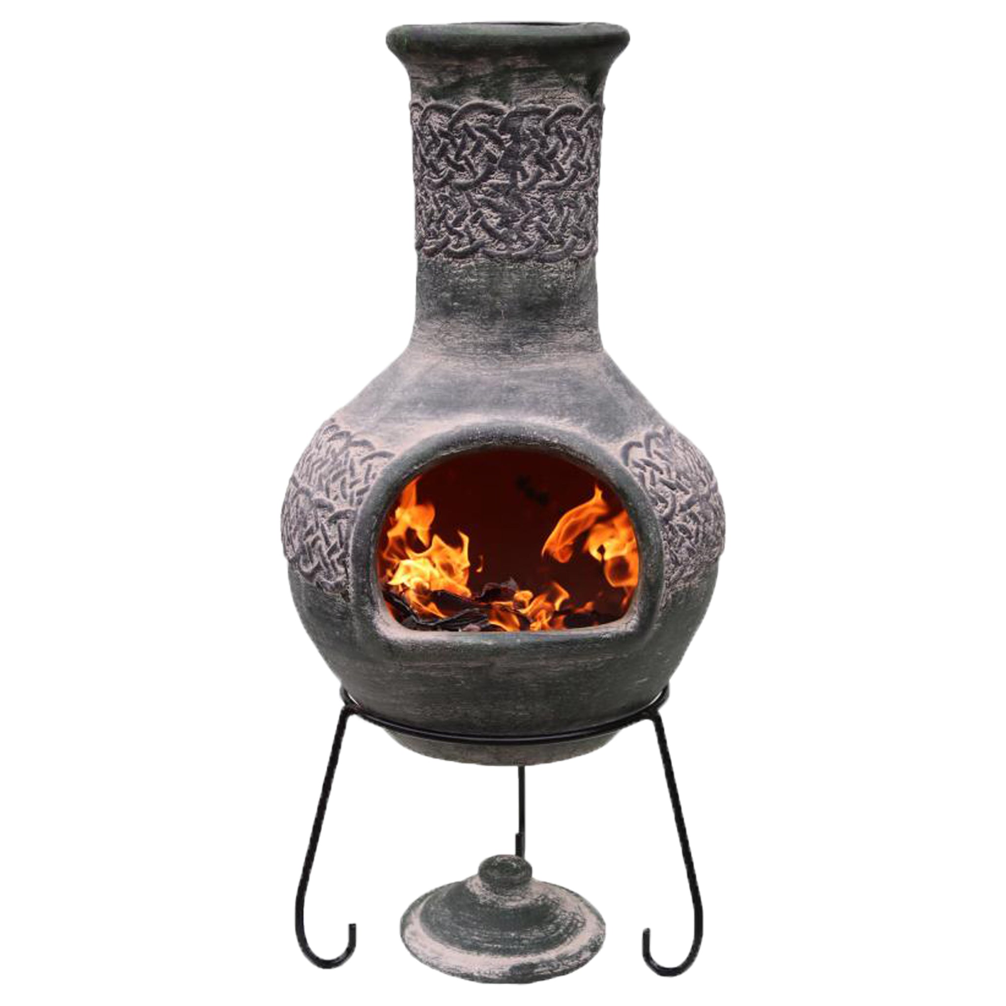 Edyth Extra-Large Celtic-Themed Mexican Clay Chiminea by Gardeco ...