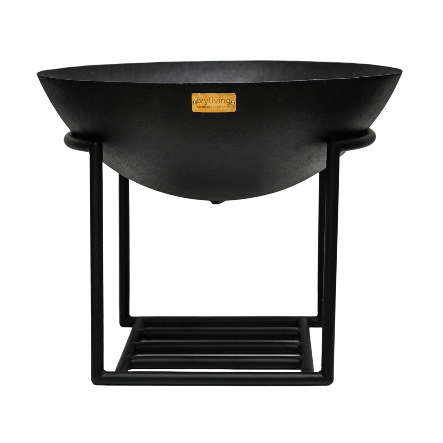 Outdoor Cast Iron Fire Pit on Stand in Black Iron by Ivyline - Mouse & Manor