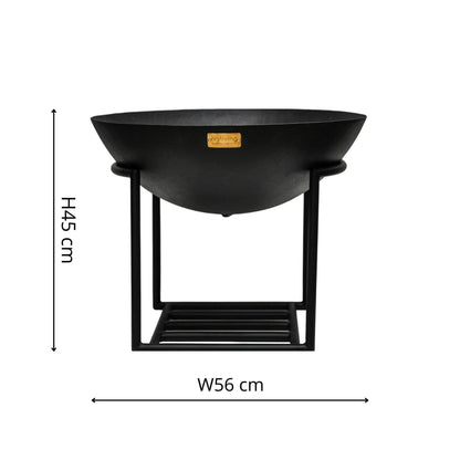 Outdoor Cast Iron Fire Pit on Stand in Black Iron by Ivyline - Mouse & Manor