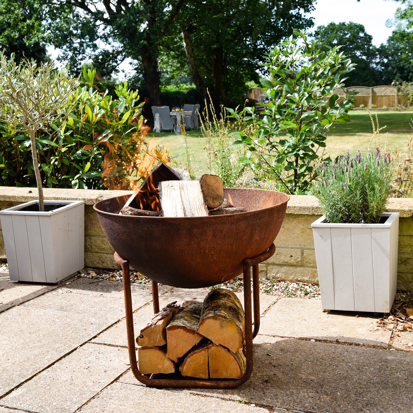 Outdoor Cast Iron Fire Pit on Stand in Rust by Ivyline - Mouse & Manor