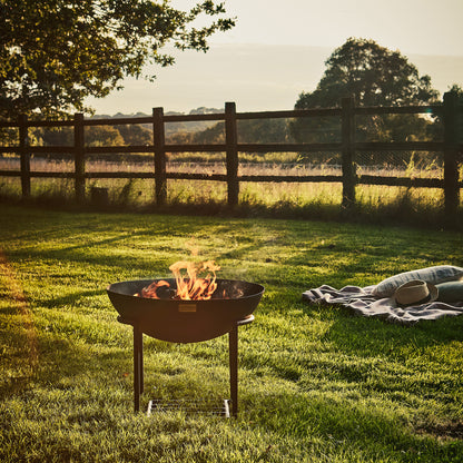 Outdoor Cast Iron Fire Pit on Stand in Rust by Ivyline - Mouse & Manor