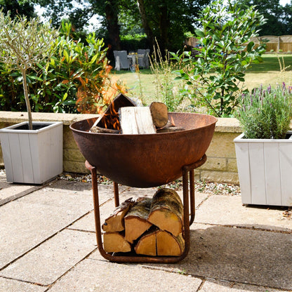 Outdoor Cast Iron Fire Pit on Stand in Rust by Ivyline - Mouse & Manor