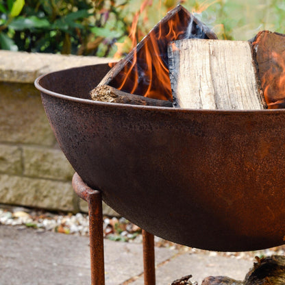 Outdoor Cast Iron Fire Pit on Stand in Rust by Ivyline - Mouse & Manor