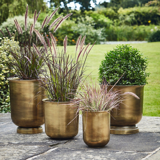 Hampton Antique Bronze Metal Outdoor Planters by Ivyline - Mouse & Manor