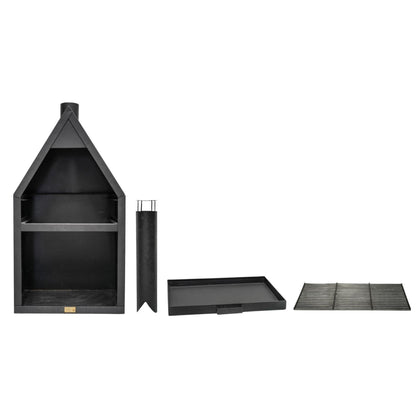 Henley Outdoor Fireplace Chiminea with Grill in Black by Ivyline - Mouse & Manor