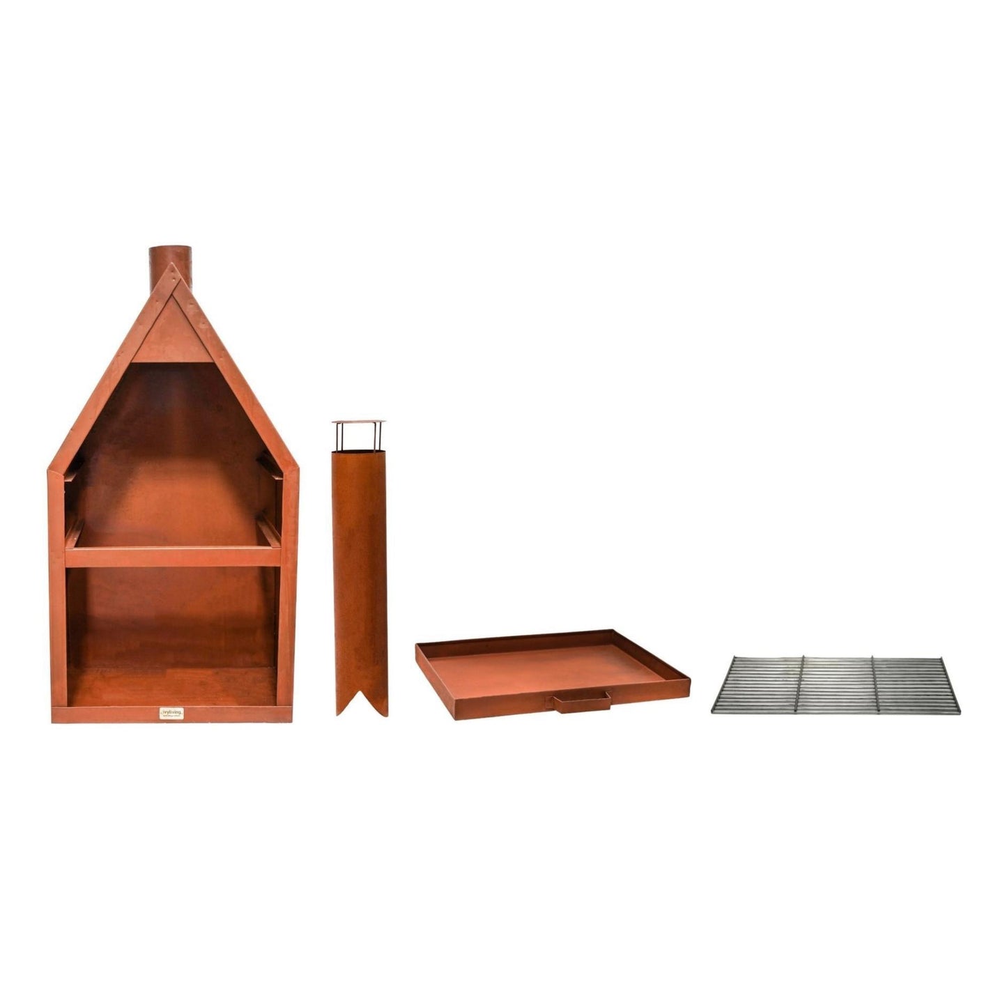 Henley Outdoor Fireplace Chiminea with Grill in Rust by Ivyline - Mouse & Manor