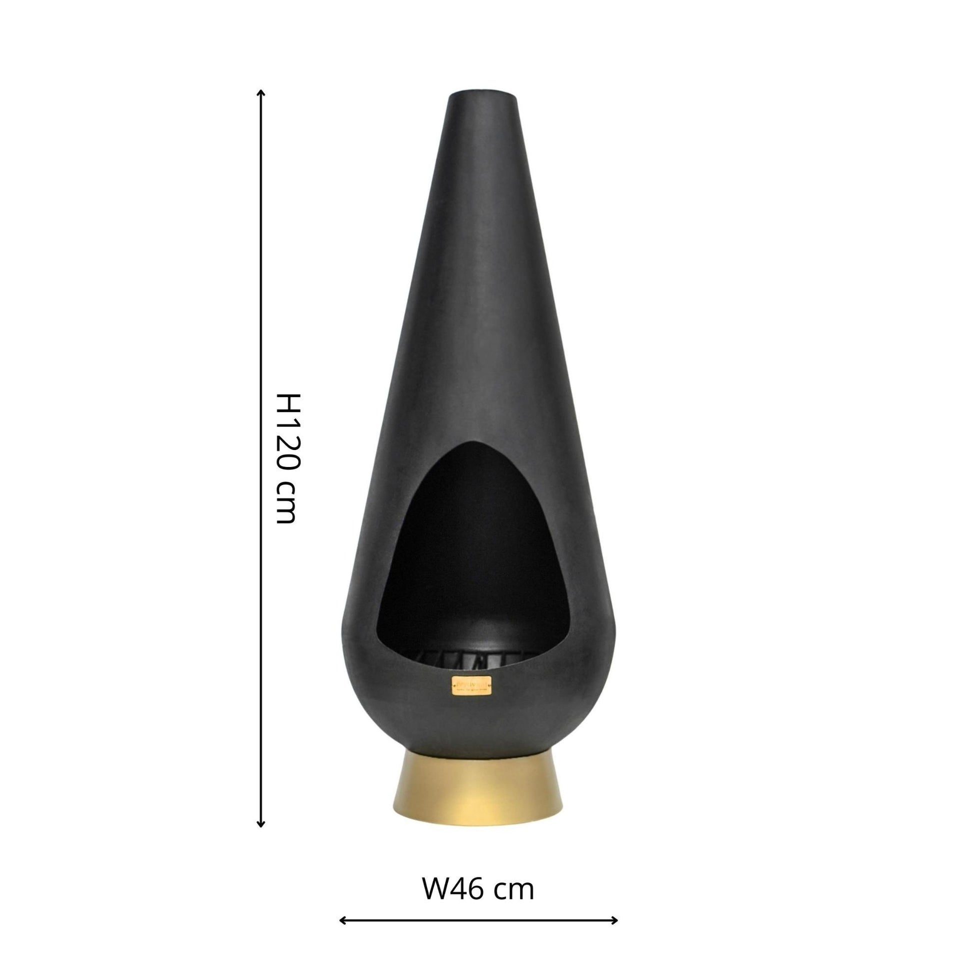 Leo Outdoor Fireplace Chiminea in Matte Black/Antique Gold by Ivyline - Mouse & Manor