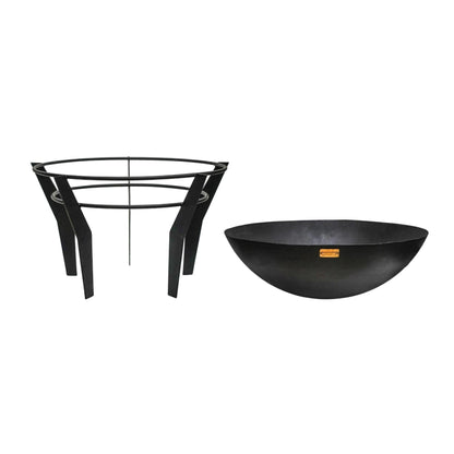 Metal Kendal Outdoor Fire Pit on Stand in Black by Ivyline - Mouse & Manor