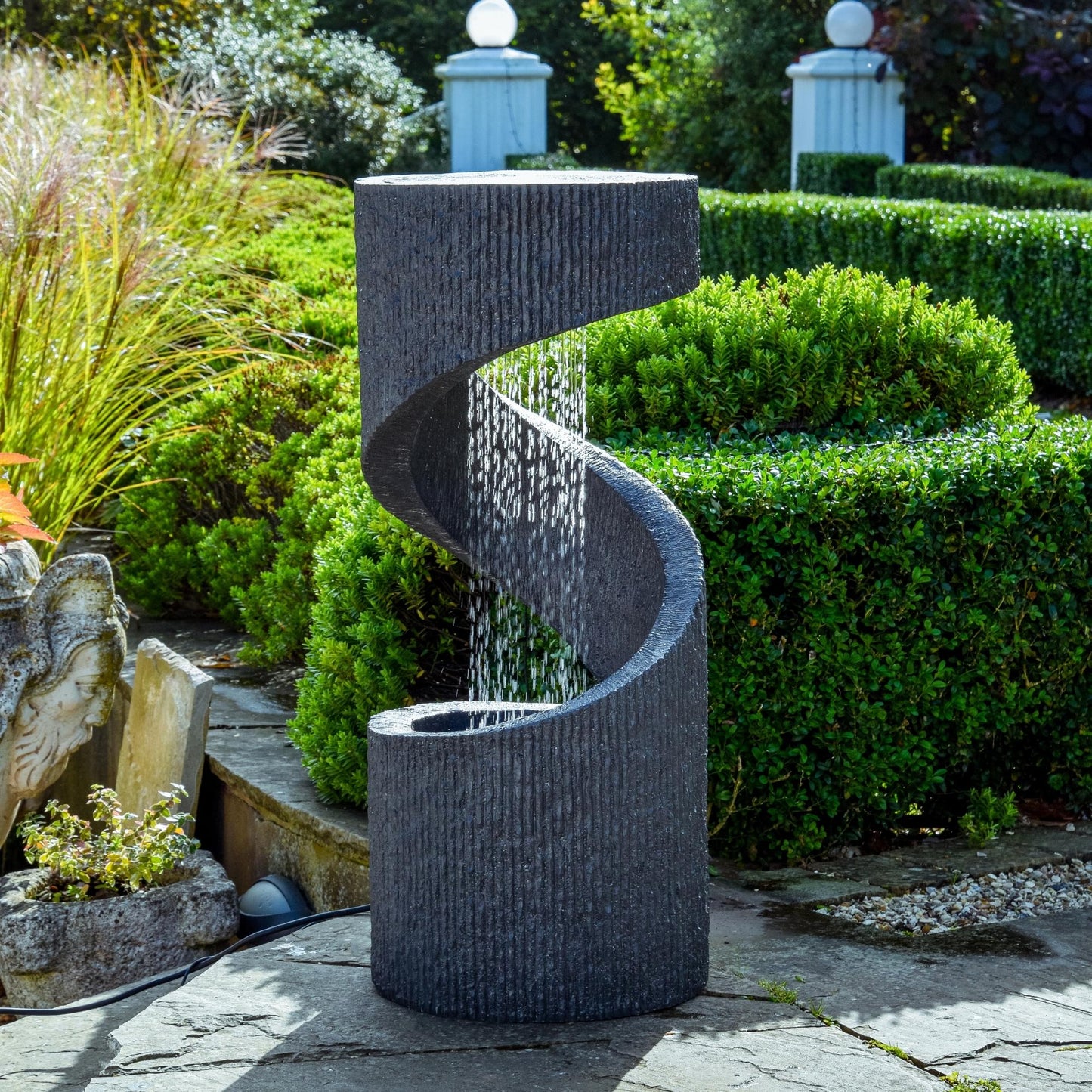 Outdoor Spiral Water Feature Sandstone/Cement/Granite Finish by Ivyline - Mouse & Manor