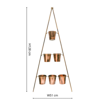 Outdoor Vertical Gold Metal Wall Plant Stand with Planters by Ivyline - Mouse & Manor