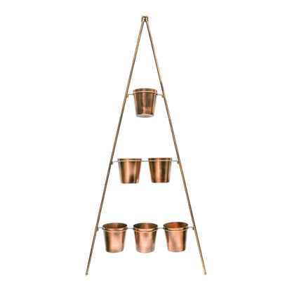 Outdoor Vertical Gold Metal Wall Plant Stand with Planters by Ivyline - Mouse & Manor