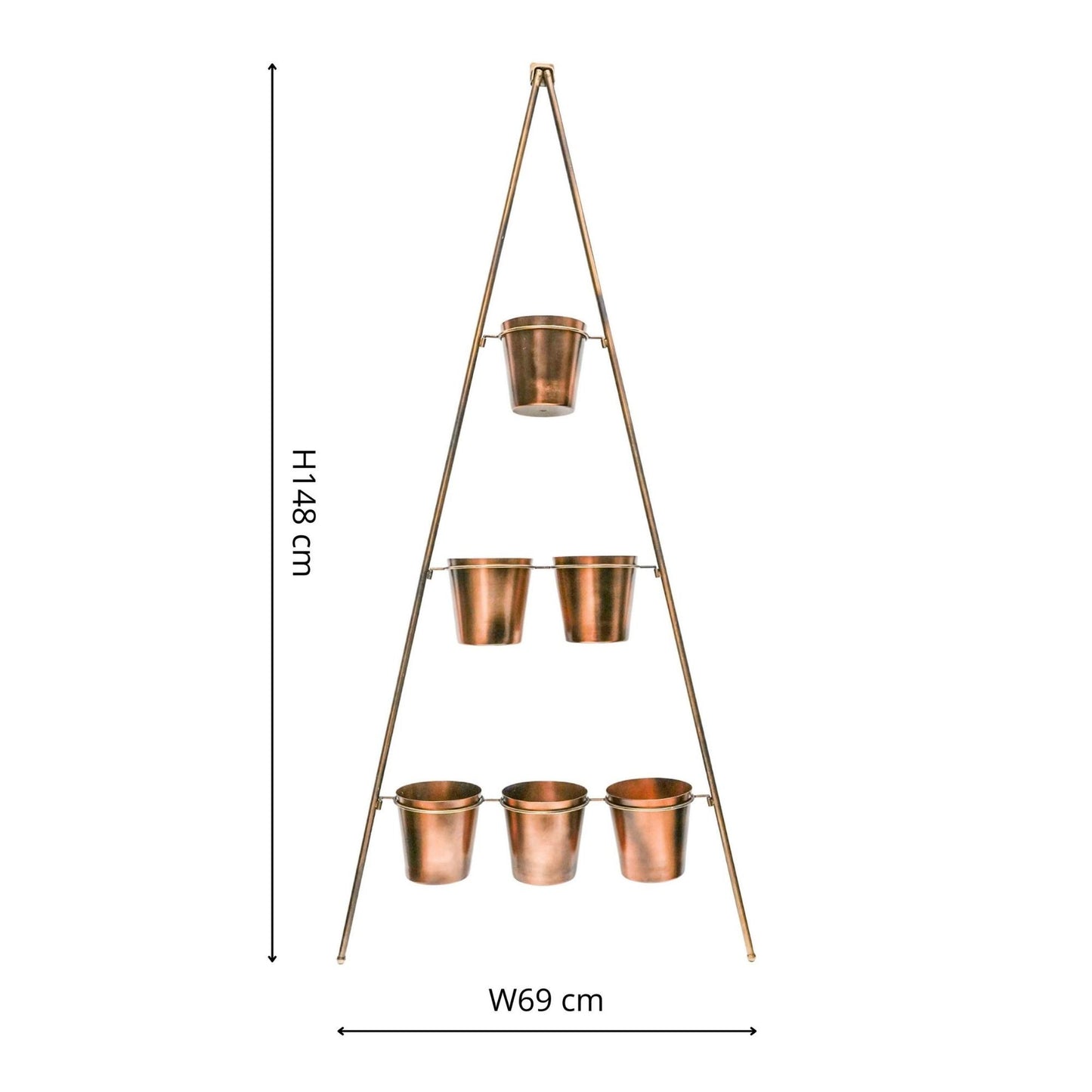 Outdoor Vertical Gold Metal Wall Plant Stand with Planters by Ivyline - Mouse & Manor