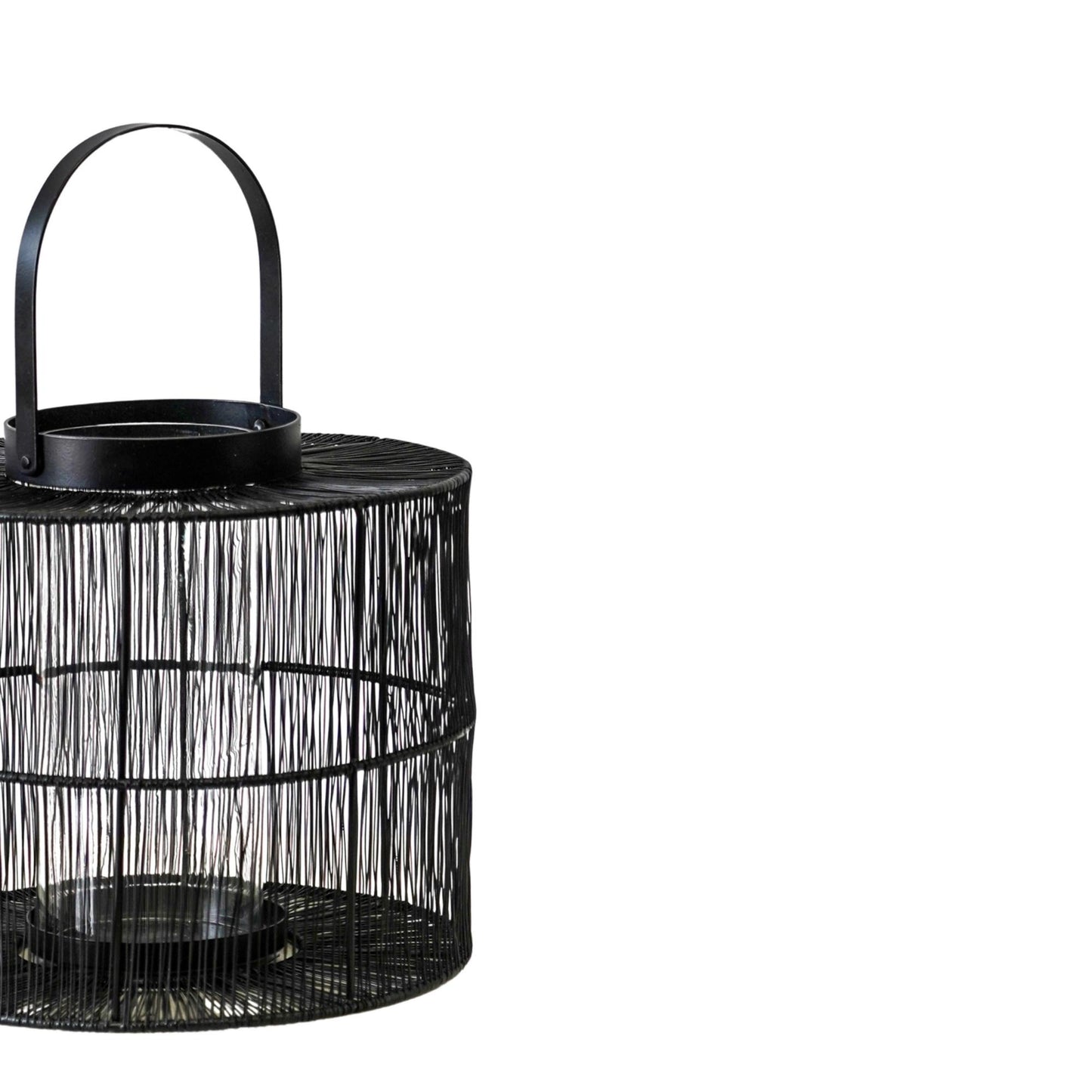 Portofino Wirework Candle Lantern with Glass Insert Black by Ivyline - Mouse & Manor