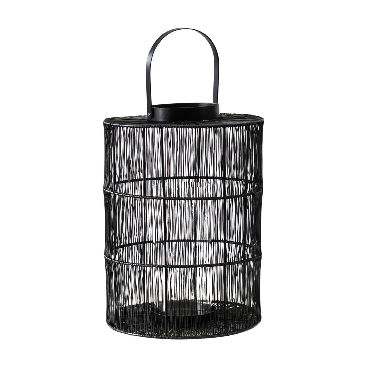 Portofino Wirework Candle Lantern with Glass Insert Black by Ivyline - Mouse & Manor