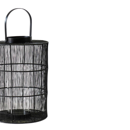 Portofino Wirework Candle Lantern with Glass Insert Black by Ivyline - Mouse & Manor