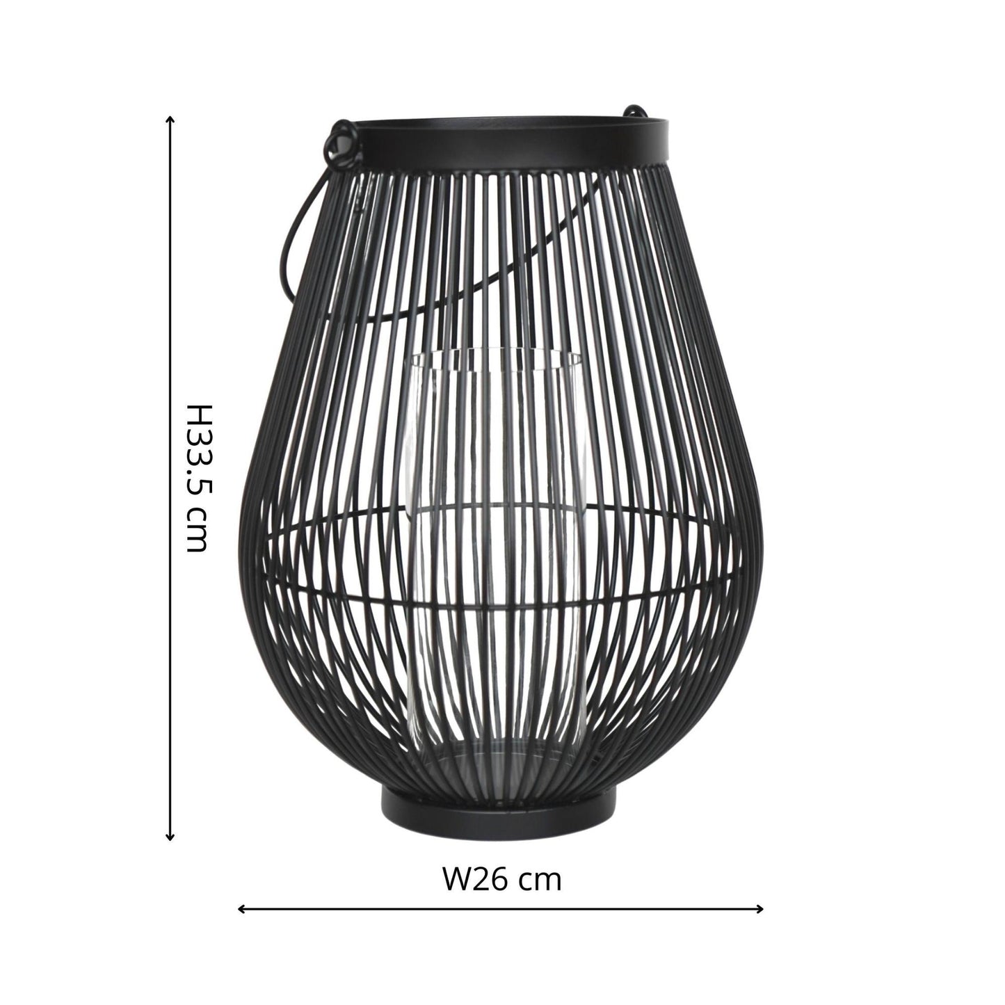 Venere Lantern with Glass Insert Black by Ivyline - Mouse & Manor