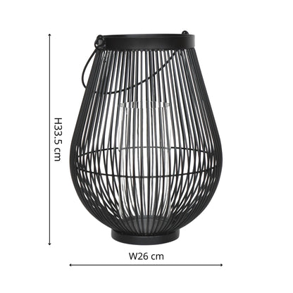 Venere Lantern with Glass Insert Black by Ivyline - Mouse & Manor